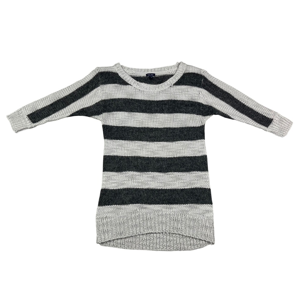 Splendid Womens Chunky Knit Sweater XS Grey Striped Wool Mohair Blend Cozy New